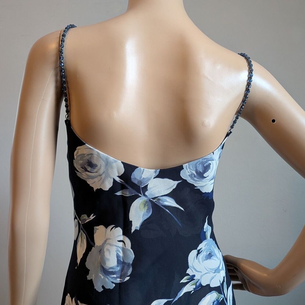 Vintage 90s Y2K Jessica McClintock Floral Gown Bejeweled Straps Maxi Dress 8 - Picture 10 of 11